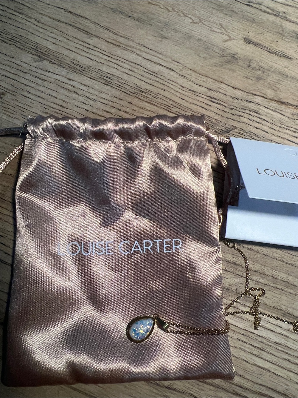 Louise Carter Rose Gold Teardrop Necklace with Crystal Accent